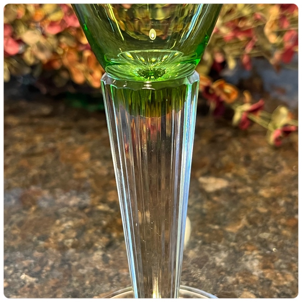Set of Five-Mix & Match-Green & Blue Champagne Glasses-Hand Blown - Picture 6 of 11